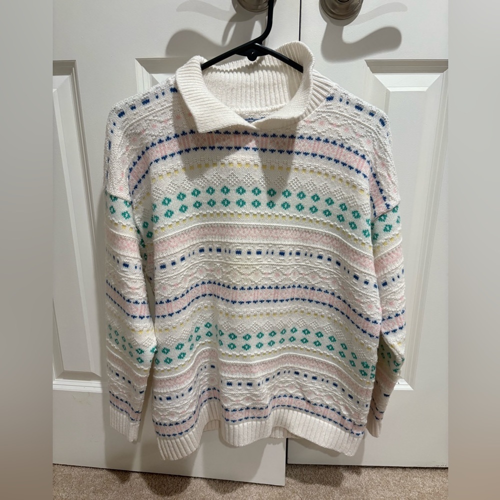 Vintage 80’s Patterned White Sweater